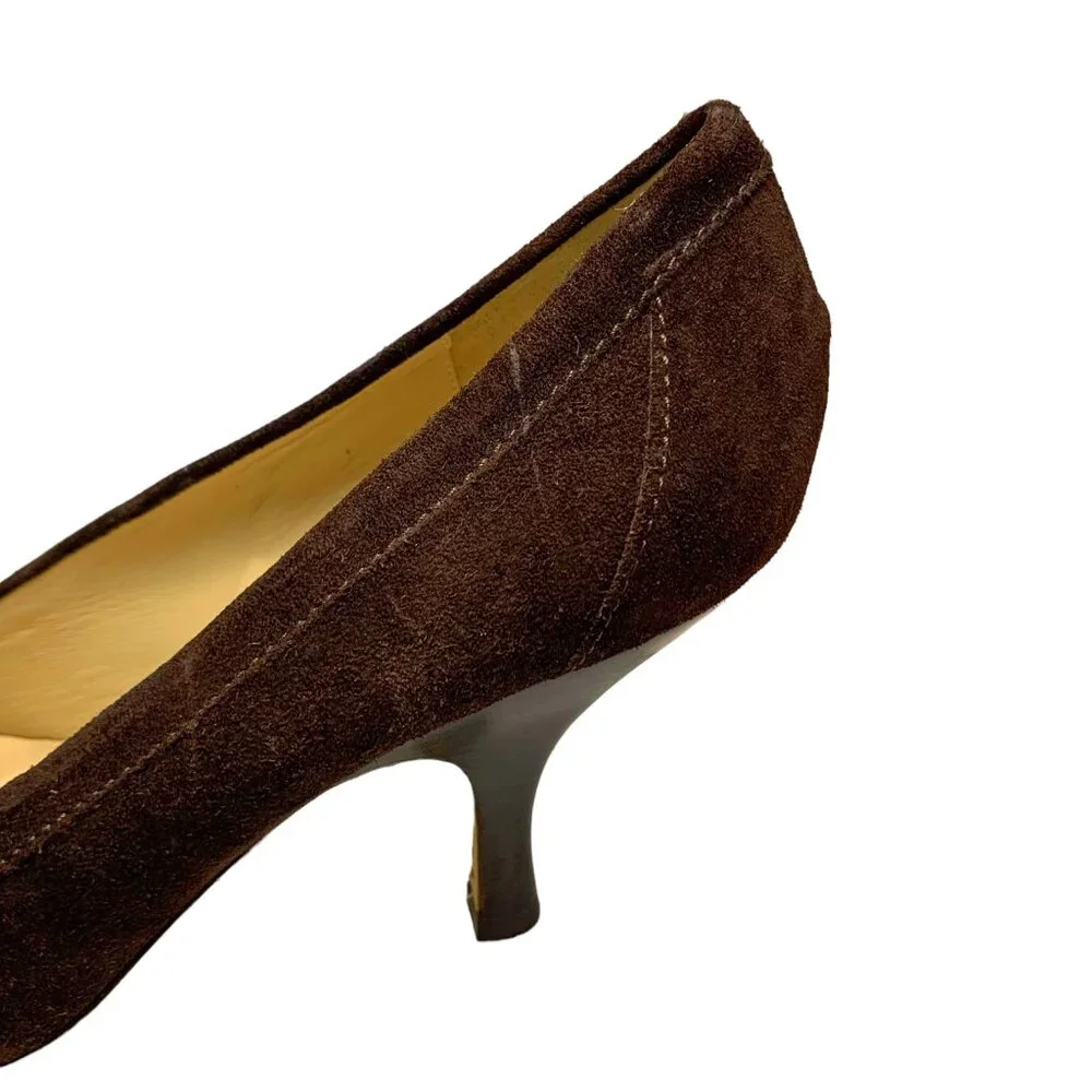 MICHAEL‎ KORS Italian Chocolate Suede Penny Loafer Pump Heels